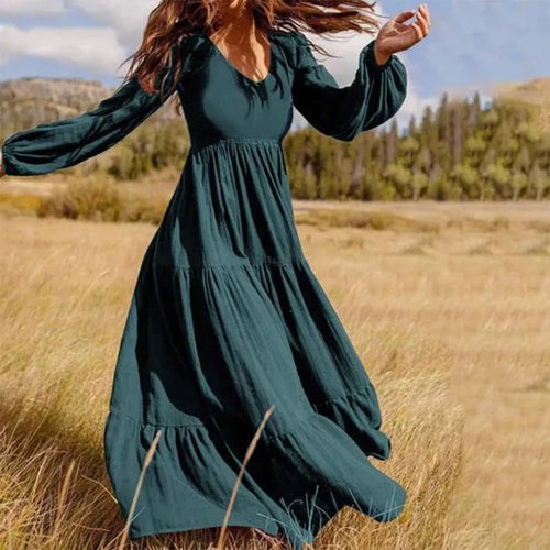 Vestido de fiesta negro con dobladillo grande para mujer con temperamento de viajero