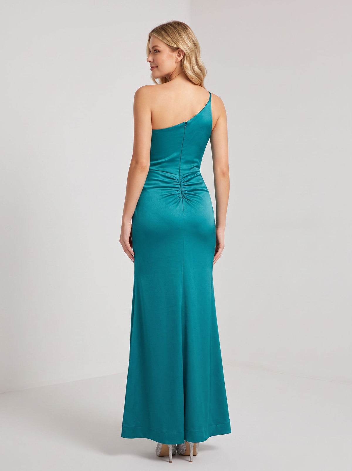 Vestido de fiesta Jimiss recto, asimétrico, con escote, espalda descubierta, sin mangas, con abertura lateral y largo hasta el suelo