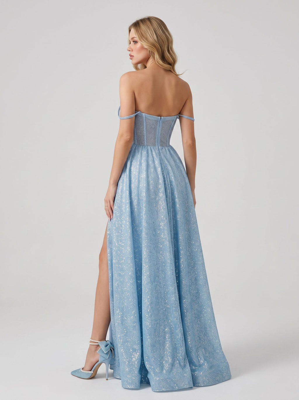 Vestidos de fiesta de corte A, brillantes y con brillo, para graduación, de gala, de etiqueta, hasta el suelo, sin mangas, escote corazón, tul con purpurina, pliegues y abertura.