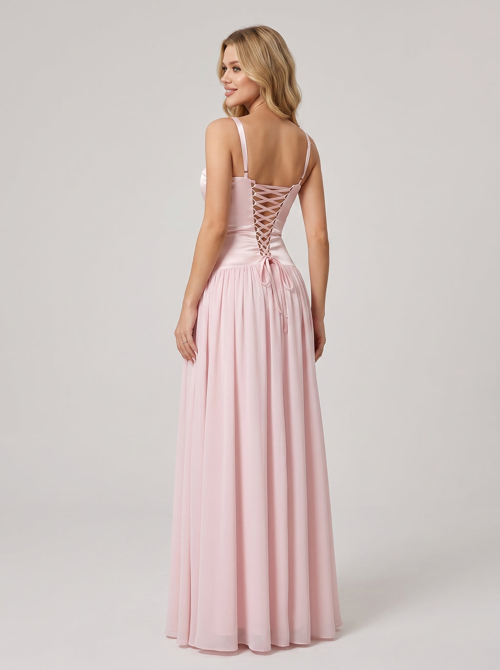 Blushing Pink Satin A-Line Floor-Length Bridesmaid Dress with Sweetheart Neckline