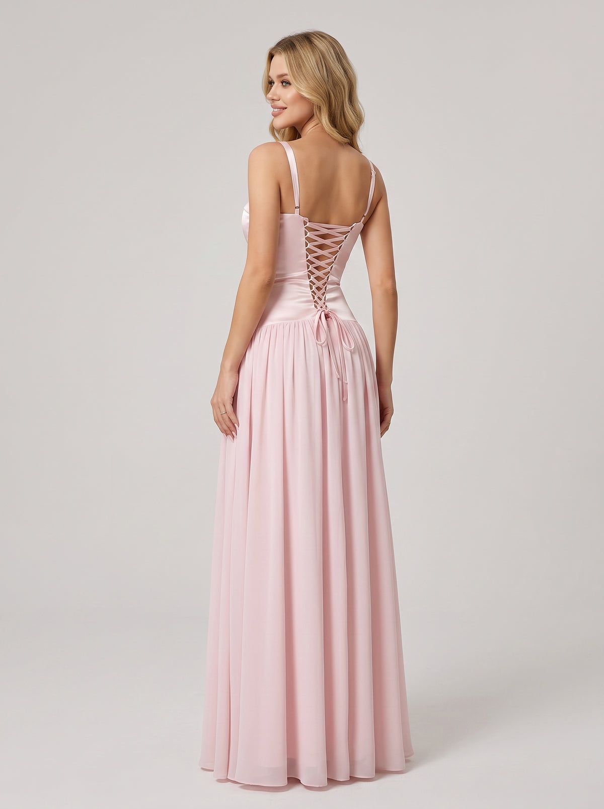 Blushing Pink Satin A-Line Floor-Length Bridesmaid Dress with Sweetheart Neckline