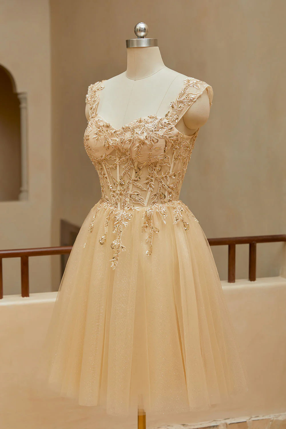 Sheep Sweetheart Shoulder Strap Sheep Sticker Beaded Homecoming Dress