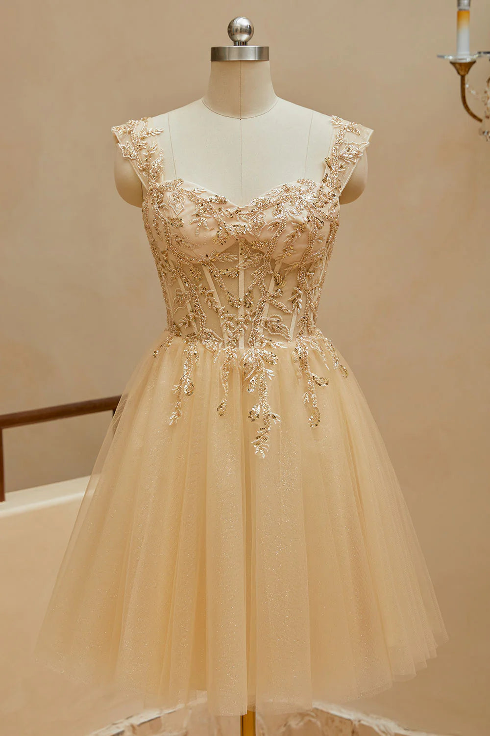 Sheep Sweetheart Shoulder Strap Sheep Sticker Beaded Homecoming Dress