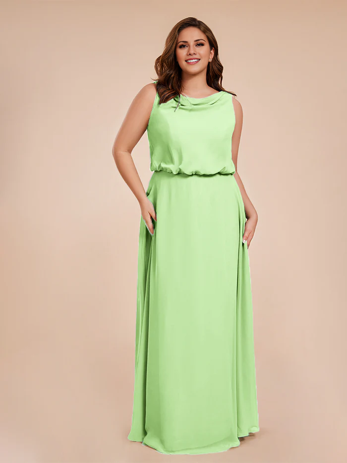 Wind neck chiffon plus size and floor length bride dresses