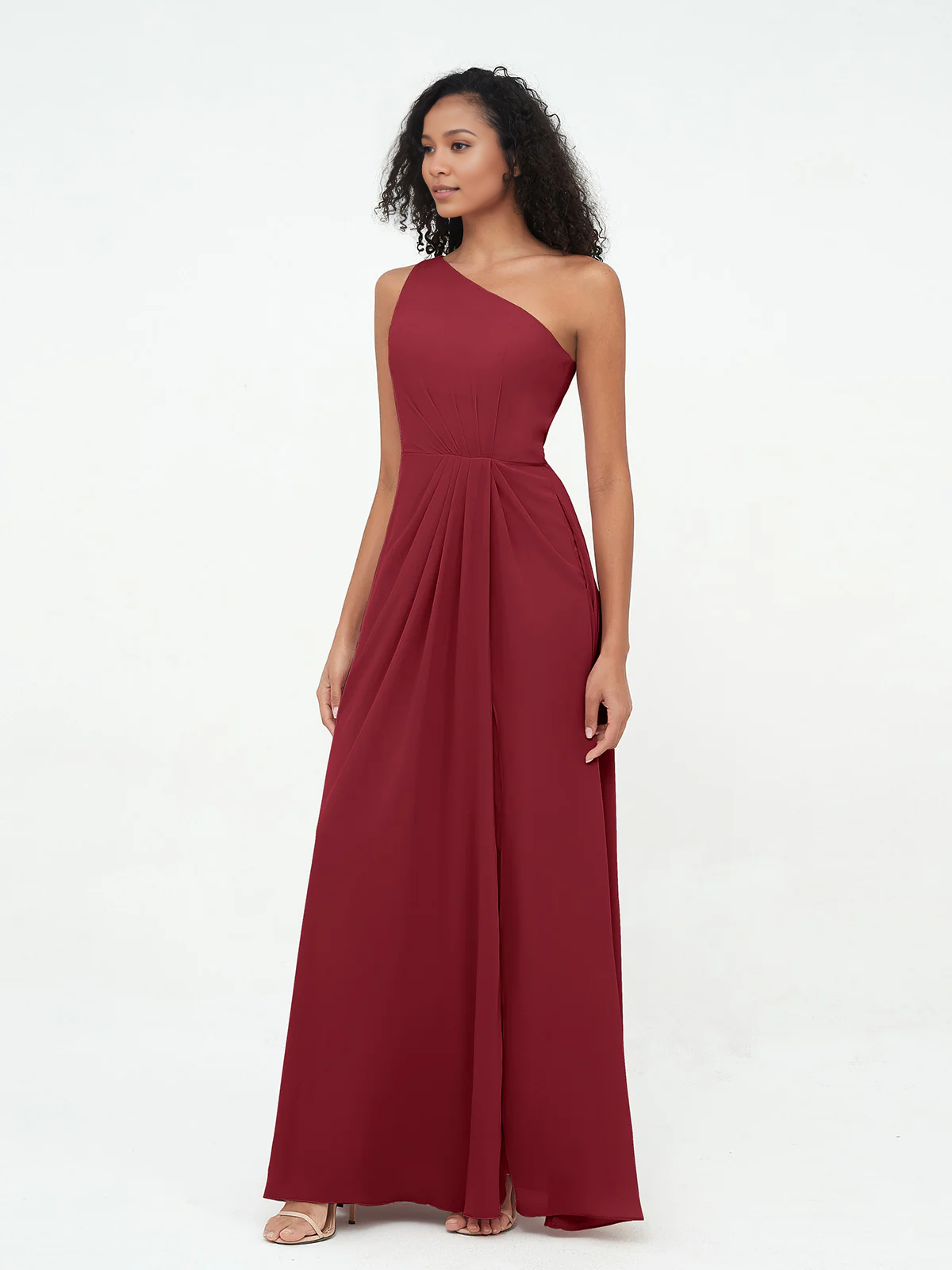 Dark Navy Chiffon A-Line Floor-Length Bridesmaid Dress