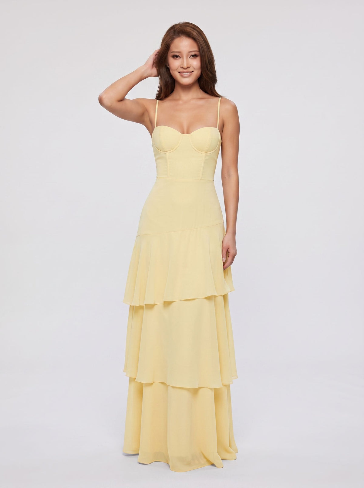 Royal Blue A-Line Floor-Length Evening Dress with Sweetheart Neckline & Tiered Skirt