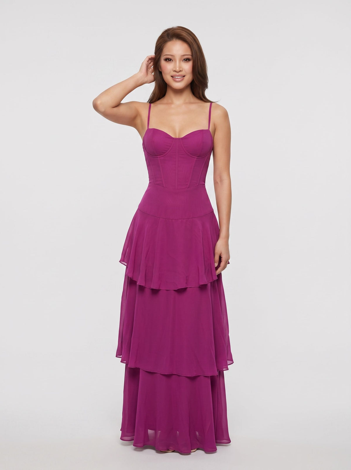 Royal Blue A-Line Floor-Length Evening Dress with Sweetheart Neckline & Tiered Skirt