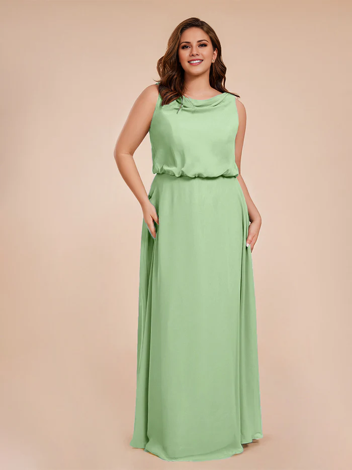 Wind neck chiffon plus size and floor length bride dresses