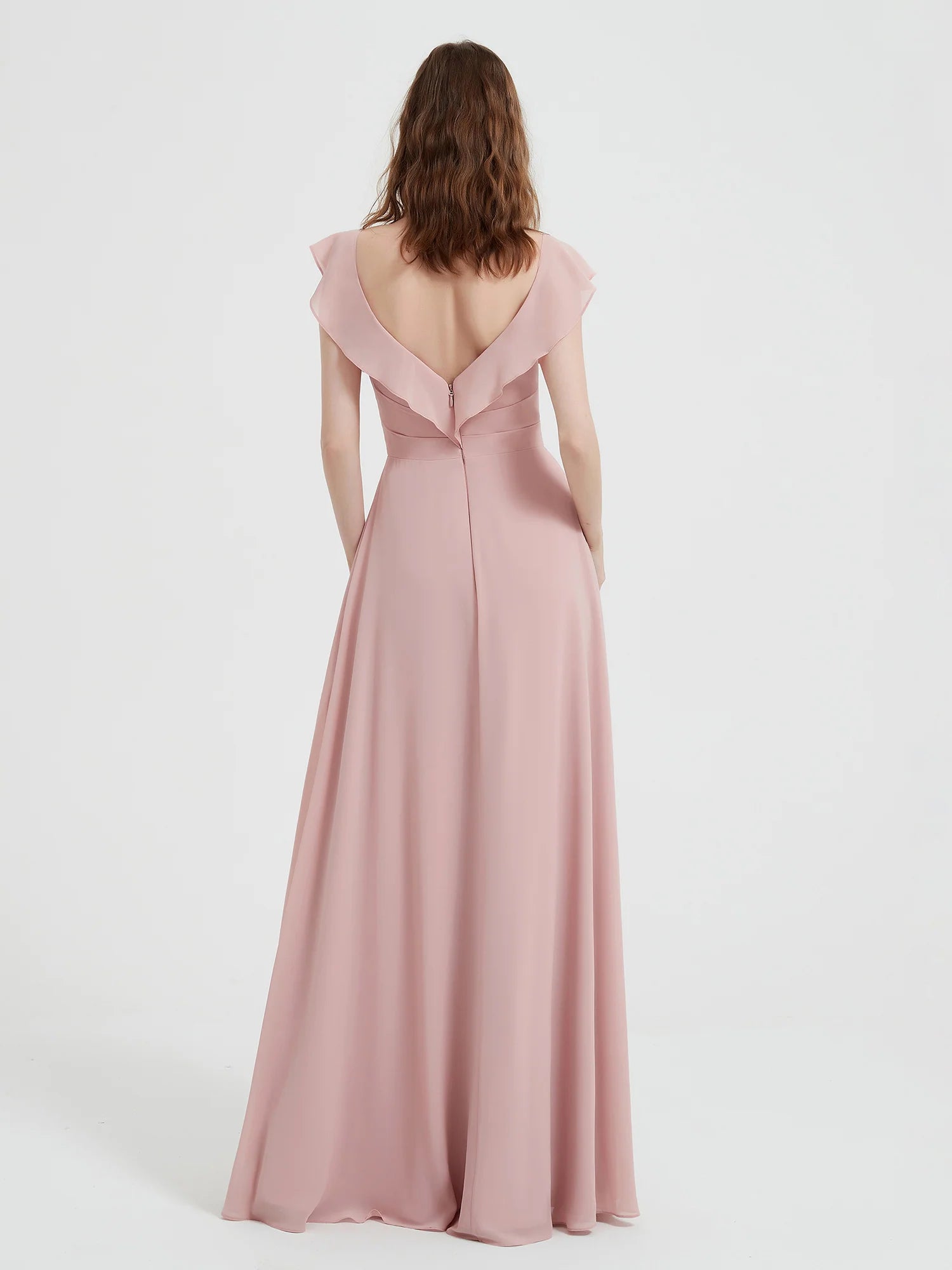 Vestido de gasa con mangas abullonadas y escote corazón