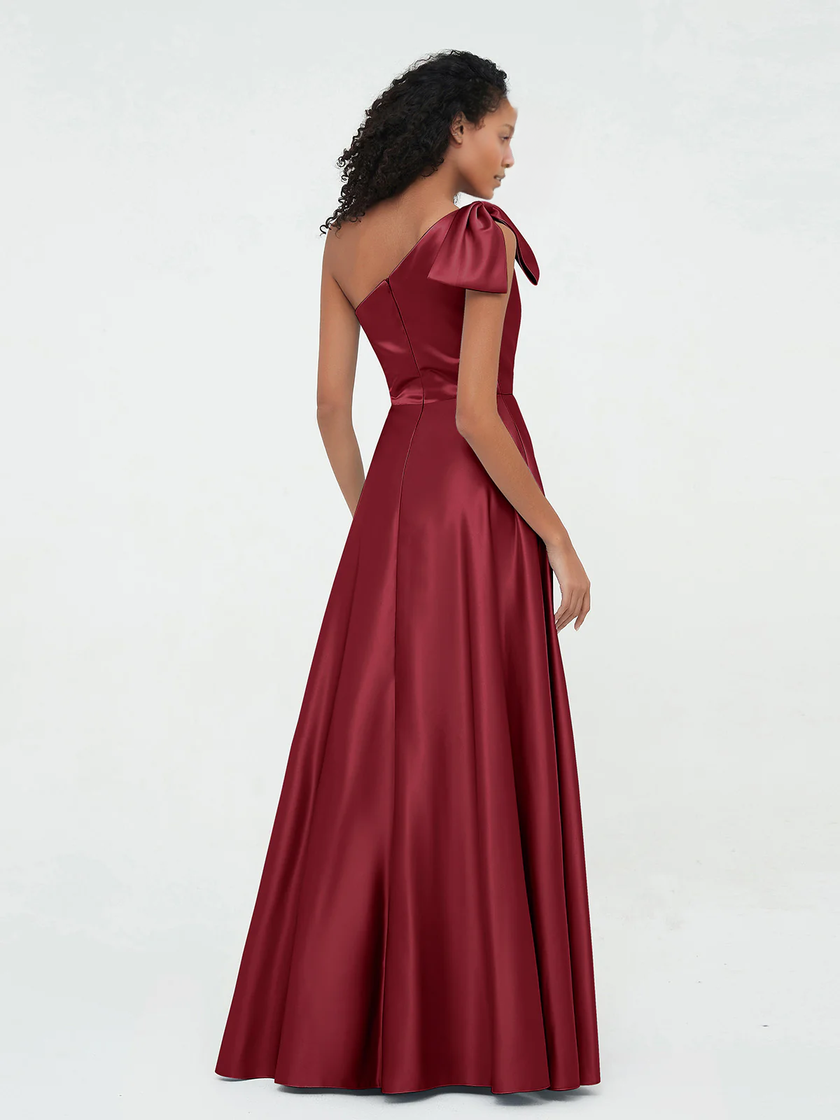 Sky Blue Satin A-Line Floor-Length One Shoulder Bridesmaid Dress