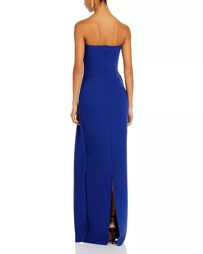 Skincare pleated strapless long backless dress