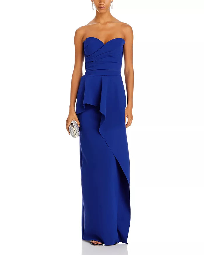 Skincare pleated strapless long backless dress