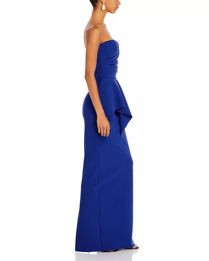 Skincare pleated strapless long backless dress