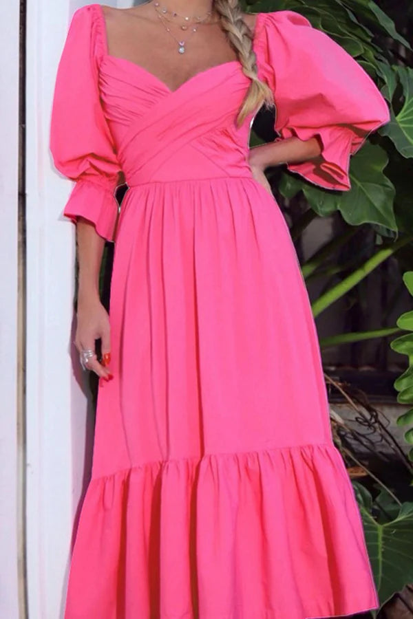 Casual solid color split splicing square neck high waisted skirt for evening dress