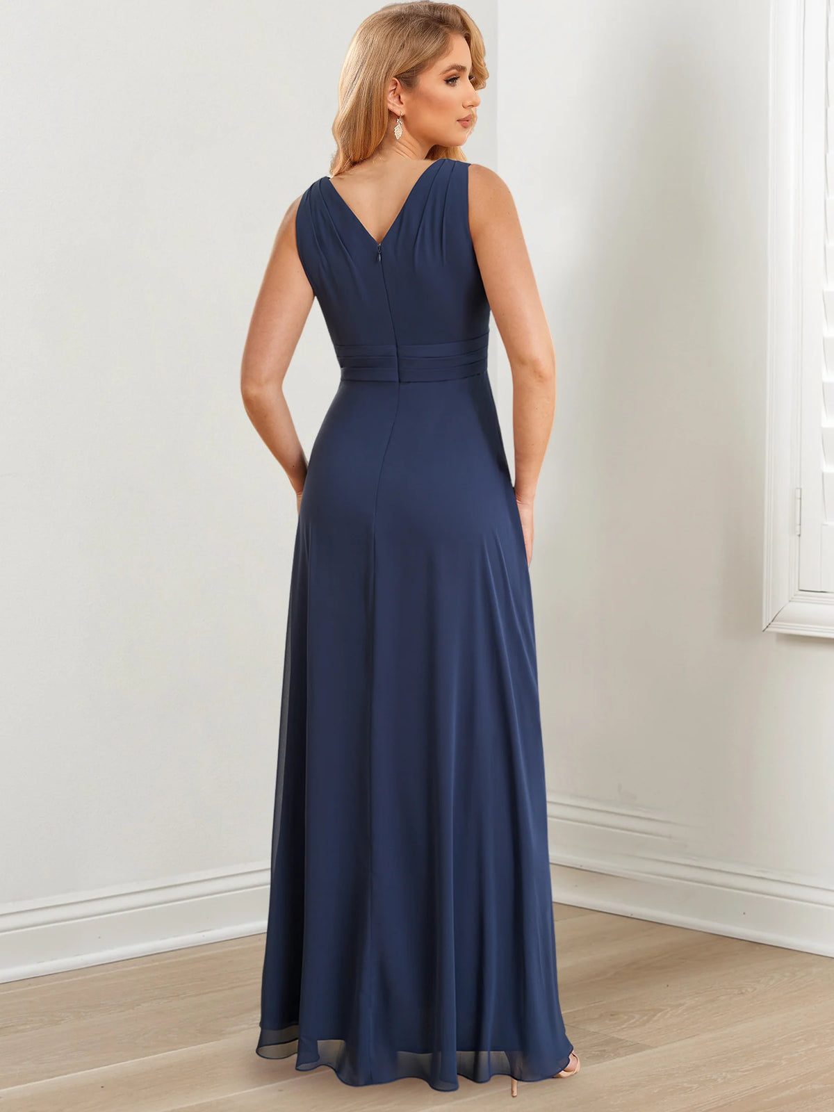 Vestidos para madre de la novia de corte A/princesa, con escote en V y largo hasta el suelo