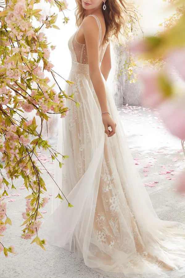 Atuendo formal sexy con vestido de noche de encaje sólido con escote en V