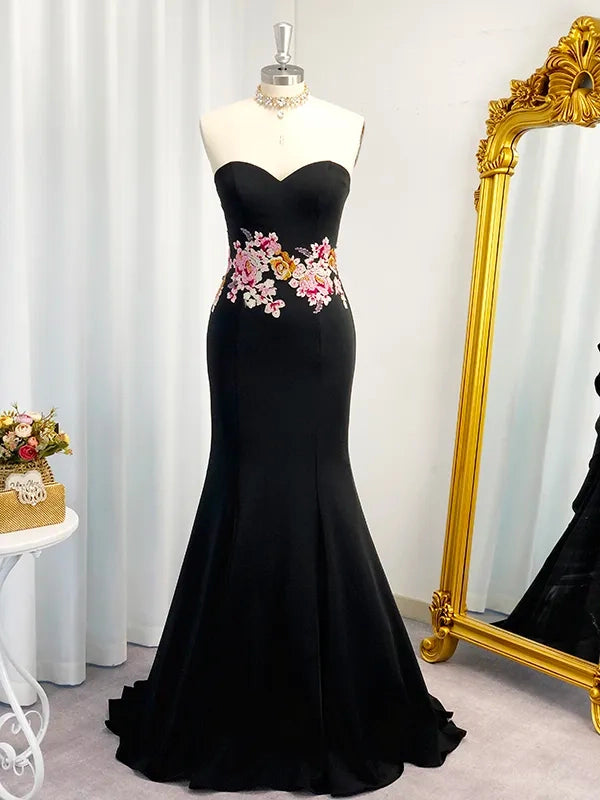 Elegant Mermaid Sweetheart Strapless Zipper Back Long Prom Dress