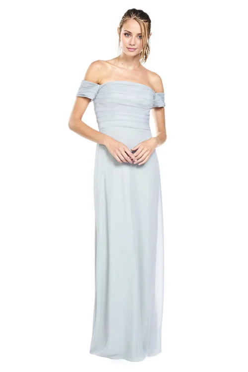 Vestido de fiesta Jimiss con hombros descubiertos, sin mangas, sin tirantes, sin espalda y largo hasta el suelo