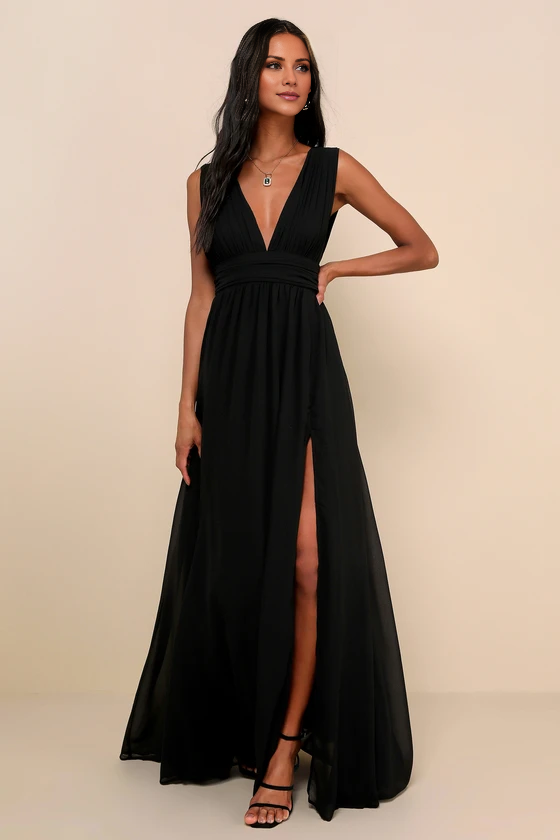 Vestido de fiesta Jimiss con escote en V, hombros descubiertos, sin mangas, espalda descubierta, abertura lateral y largo hasta el suelo