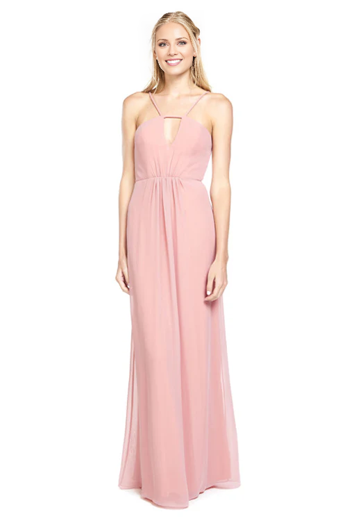 Vestido de fiesta Jimiss con hombros descubiertos, sin mangas, con tirantes finos, sin espalda y largo hasta el suelo