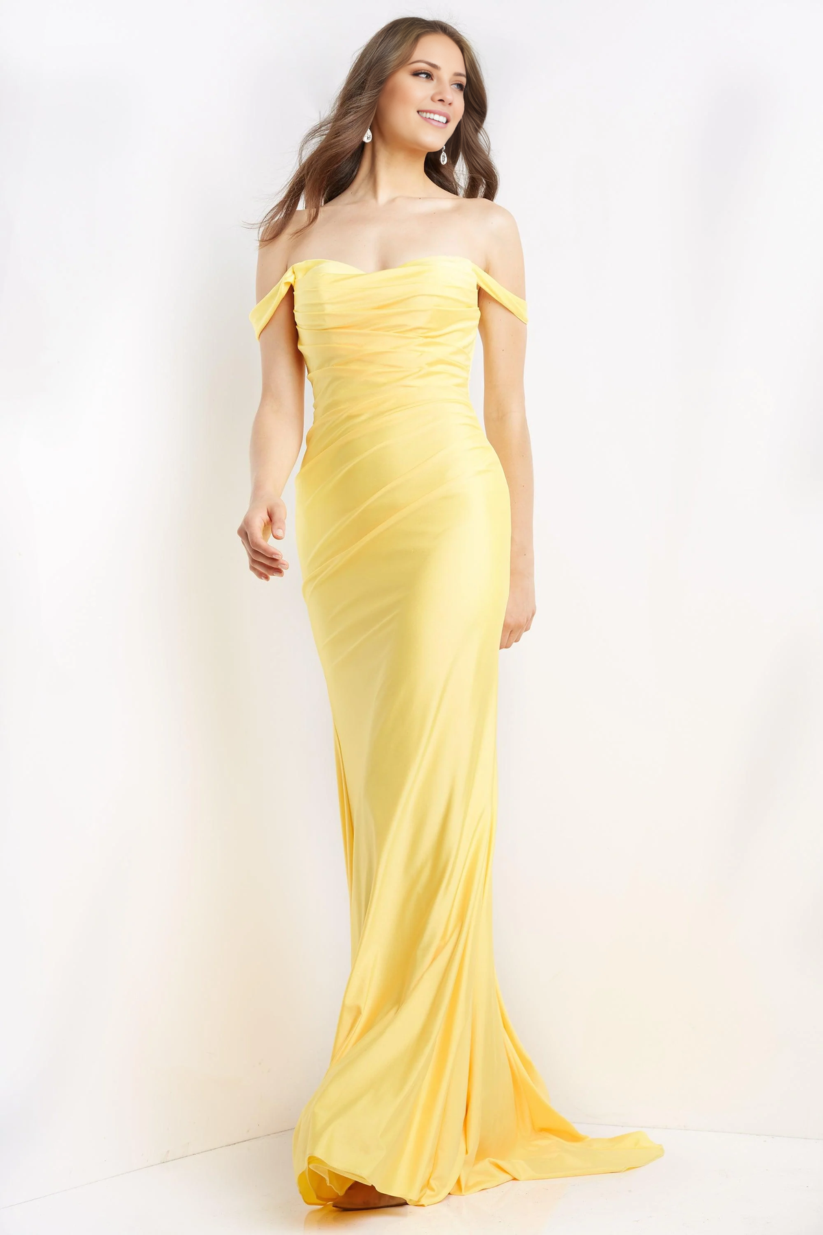 Vestido de fiesta Jimiss con escote en forma de corazón, hombros descubiertos, sin mangas y largo hasta el suelo