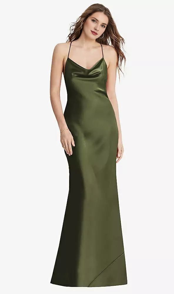 Vestido de fiesta largo con cuello levantado y largo hasta el suelo