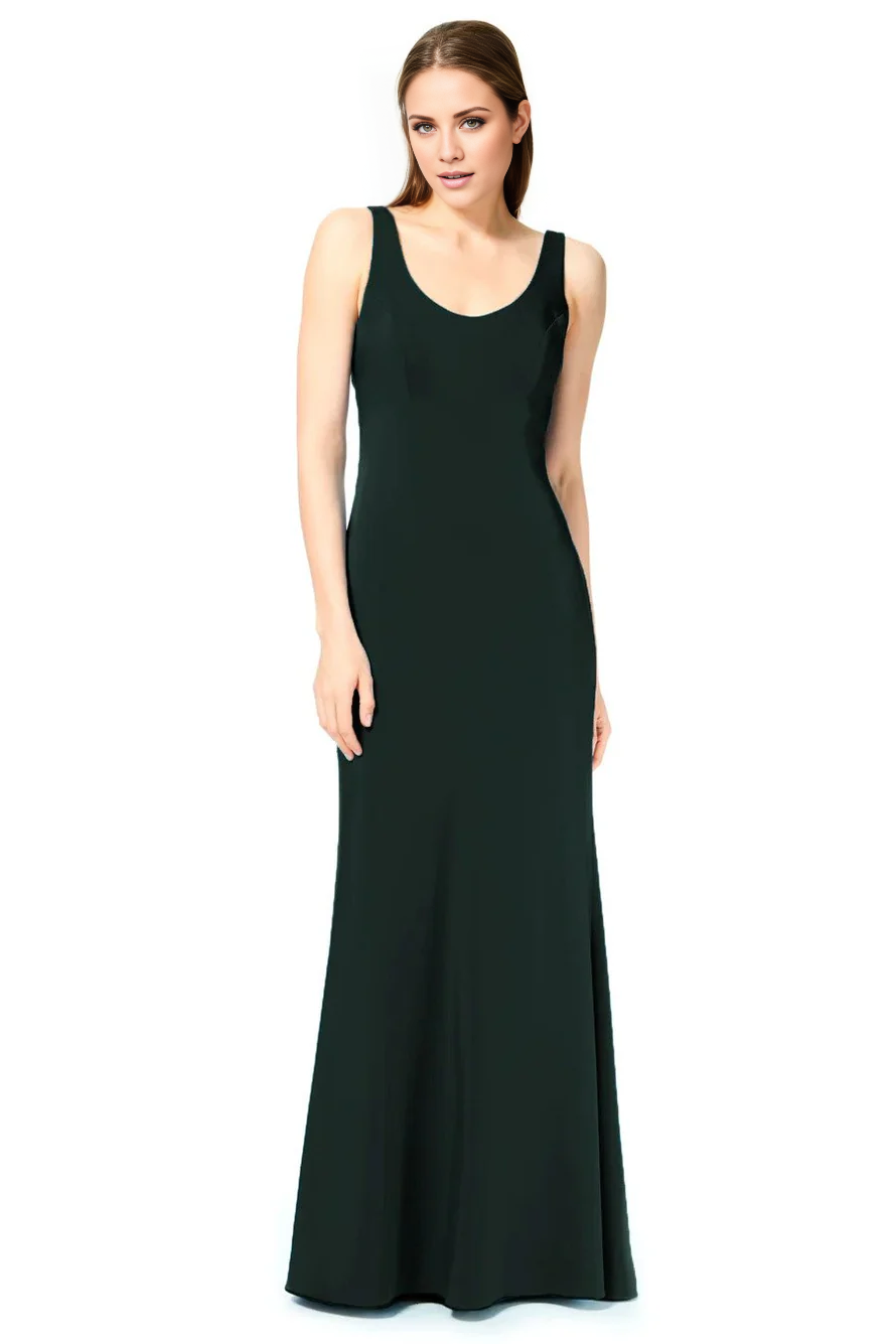 Vestido de noche Jimiss con escote barco, hombros descubiertos, sin mangas, espalda descubierta y largo hasta el suelo