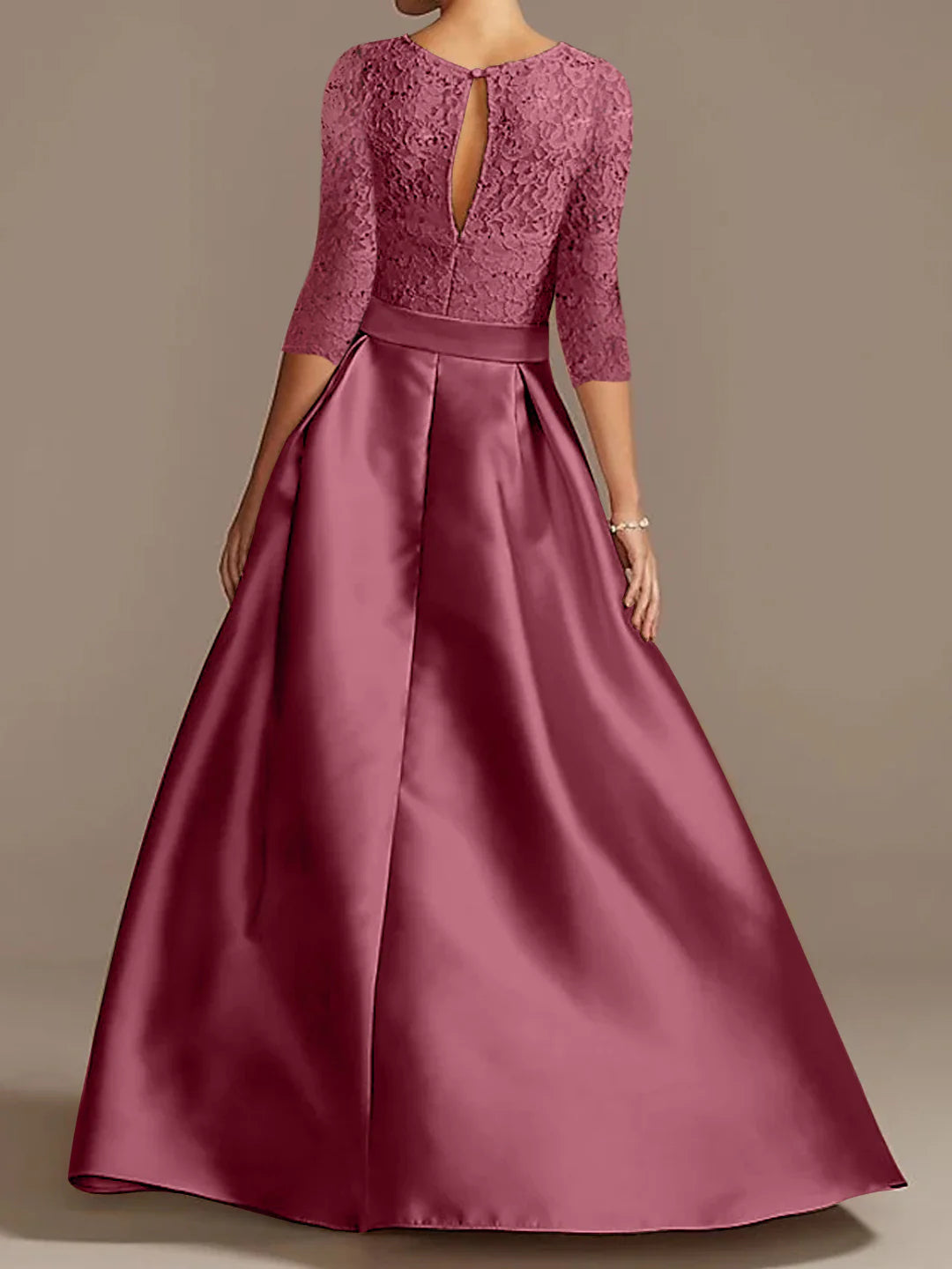 Mulberry A-Line Asymmetrical Bridesmaid Dress with Lace Bodice