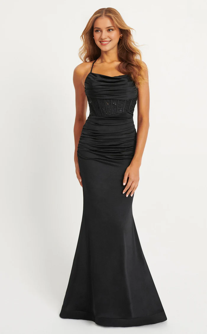 Mermaid thin shoulder strap square neckline backless and floor length Prom dress