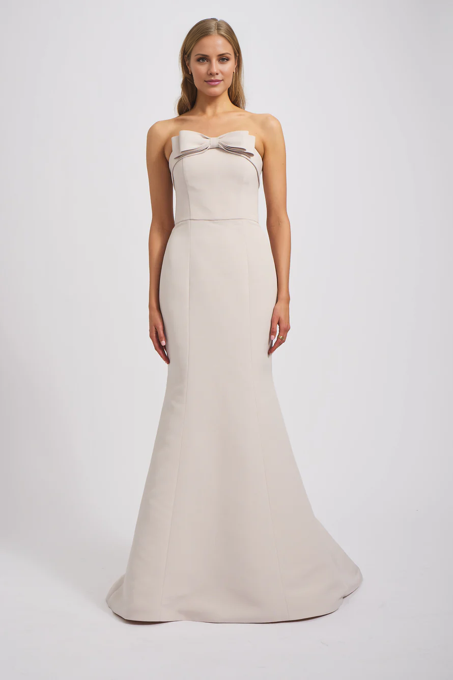 Vestido de fiesta Jimiss con hombros descubiertos, sin mangas, sin tirantes, sin espalda y largo hasta el suelo