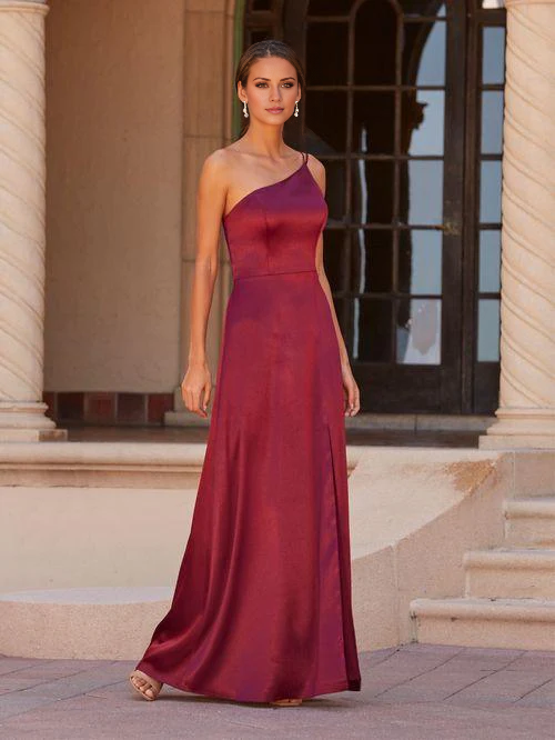 Vestido de fiesta Jimiss con escote asimétrico, hombros descubiertos, sin mangas, espalda descubierta y largo hasta el suelo