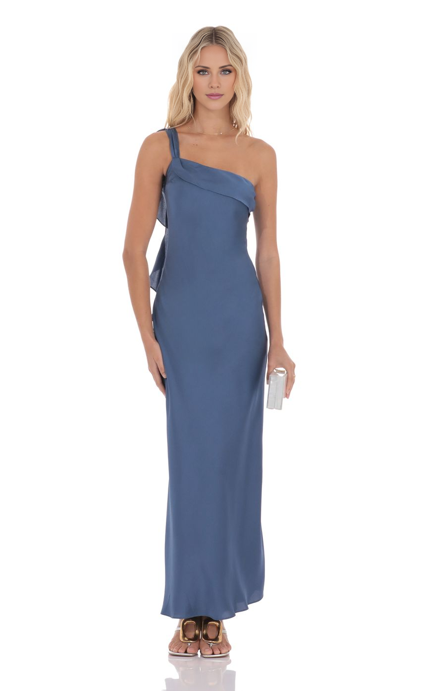 Vestido de fiesta Jimiss con escote asimétrico, hombros descubiertos, sin mangas, espalda descubierta y largo hasta el suelo