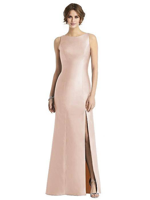 Vestido de fiesta Jimiss con escote barco, hombros descubiertos, sin mangas, espalda descubierta, detalles de lazo y largo hasta el suelo