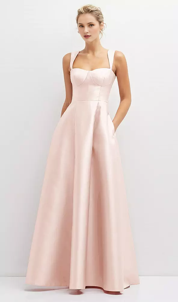 Blushing Pink Satin A-Line Floor-Length Dress with Sweetheart Neckline and Back Zip