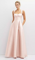 Blushing Pink Satin A-Line Floor-Length Dress with Sweetheart Neckline and Back Zip