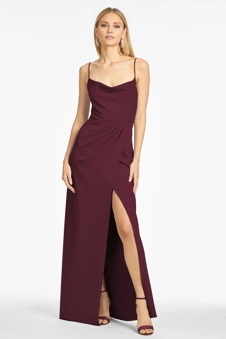 Vestido de fiesta Jimiss con escote cuadrado, hombros descubiertos, sin mangas, tirantes finos, espalda descubierta, abertura lateral y largo hasta el suelo