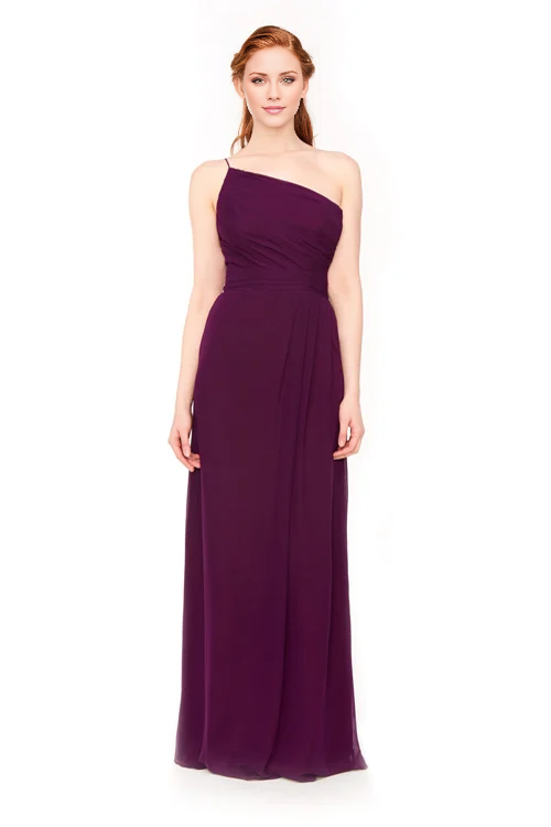 Vestido de fiesta Jimiss con escote asimétrico, hombros descubiertos, sin mangas, espalda descubierta y largo hasta el suelo