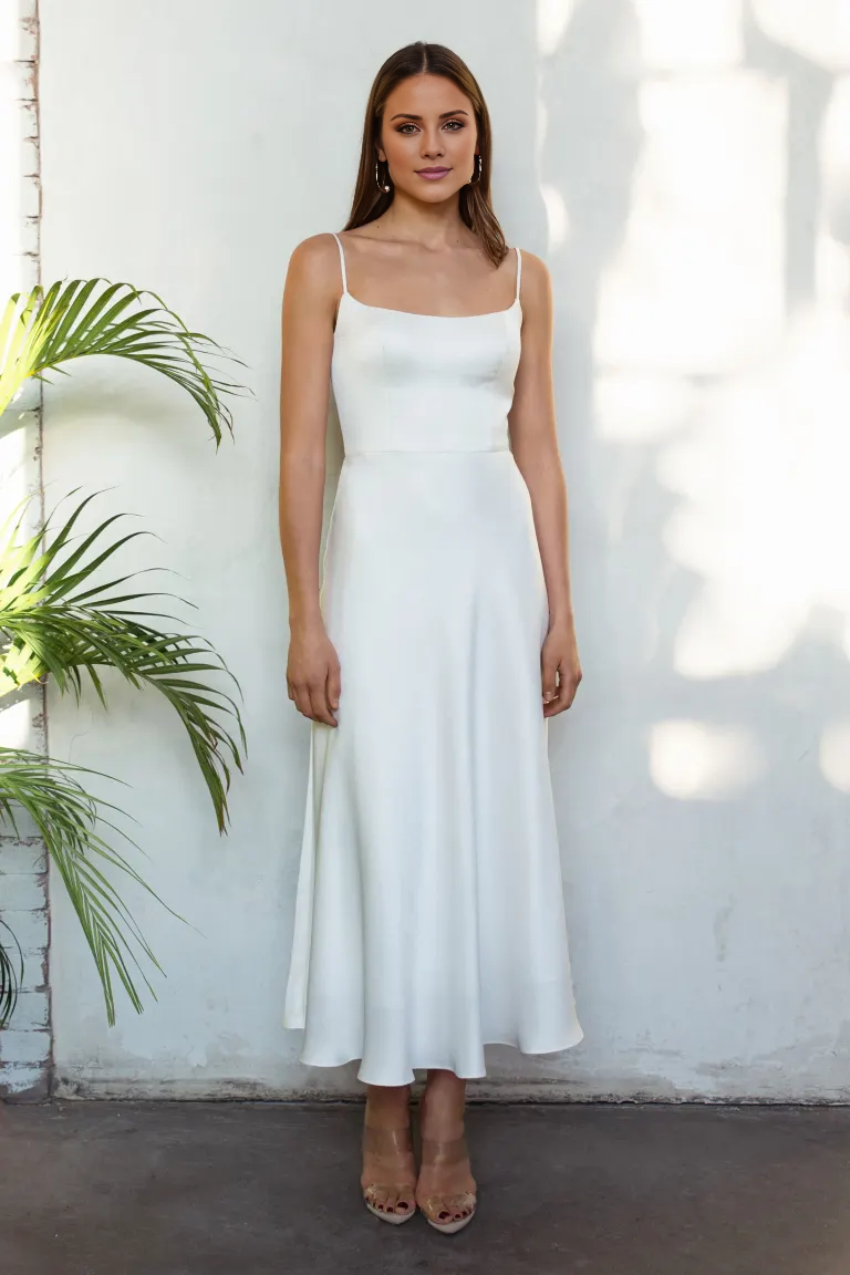 Vestido de fiesta largo Jimiss con escote cuadrado, hombros descubiertos, sin mangas, tirantes finos y espalda descubierta