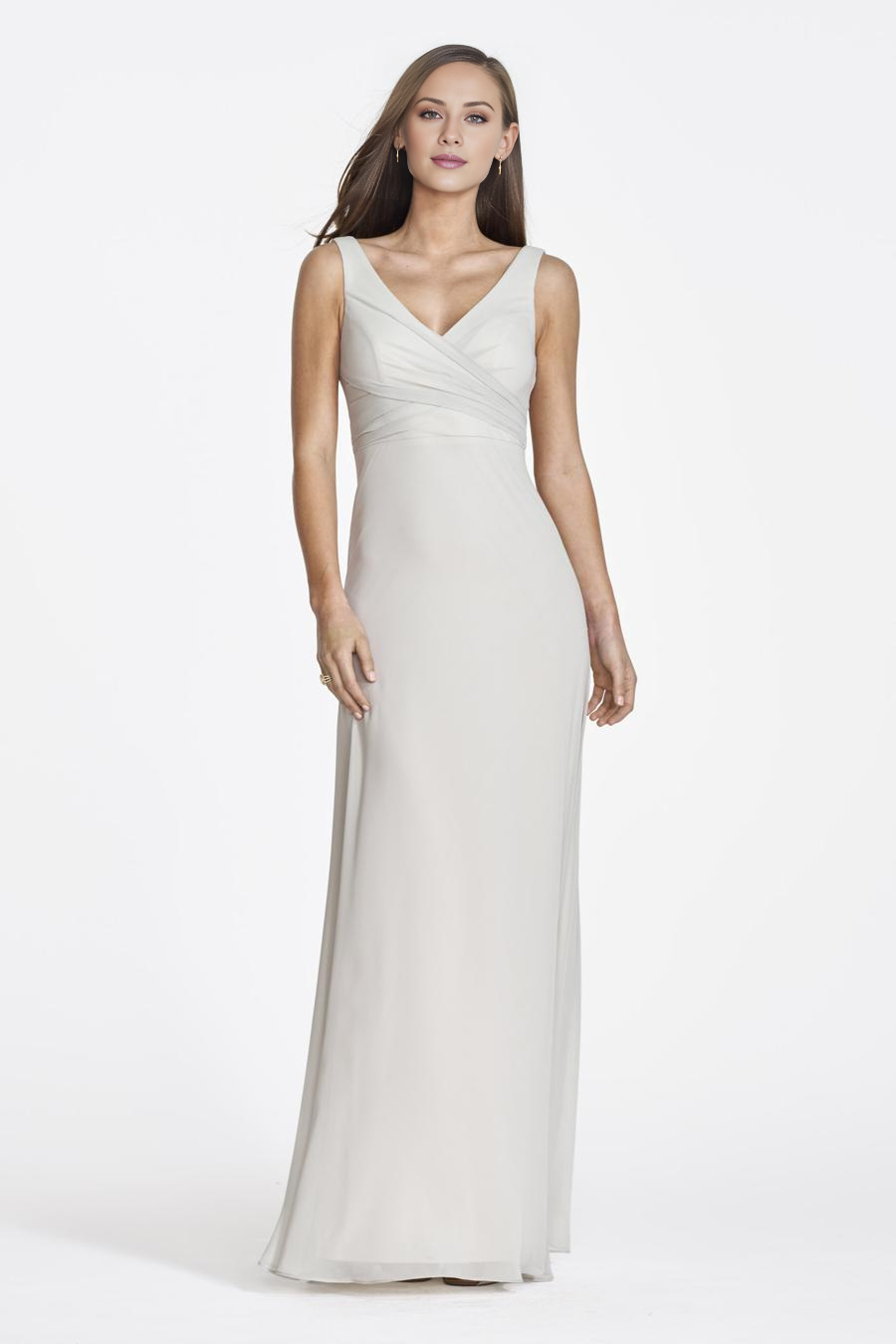 Vestido de noche Jimiss con escote en V, sin mangas, plisado, sin espalda y largo hasta el suelo