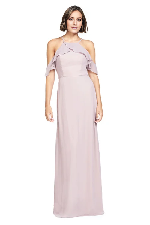 Vestido de fiesta Jimiss con escote halter, sin mangas, tirantes finos, sin espalda y largo hasta el suelo