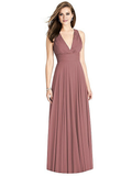Vestido de noche Jimiss con escote en V, hombros descubiertos, sin mangas, espalda descubierta, plisado y largo hasta el suelo