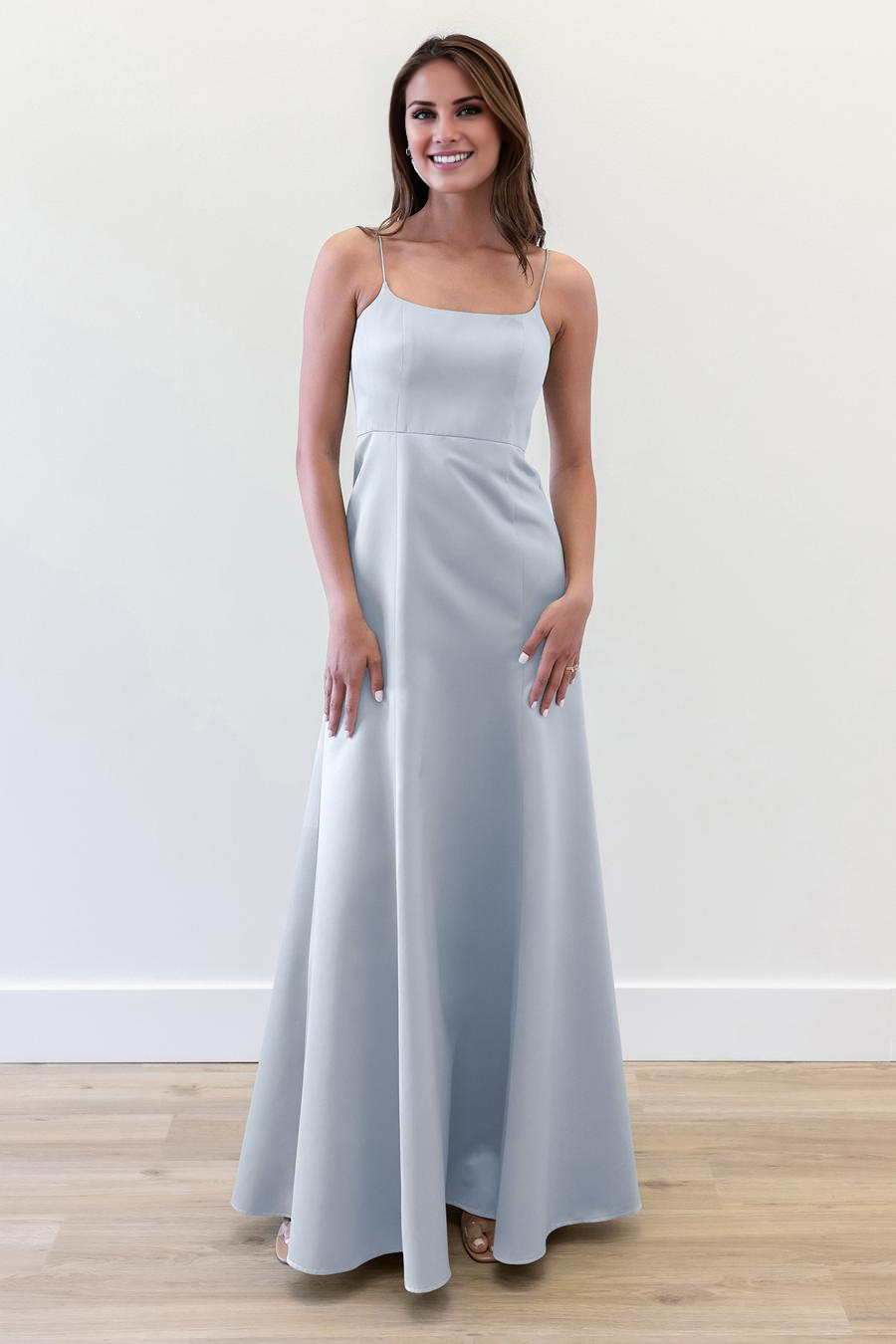 Vestido de noche Jimiss con hombros descubiertos, sin mangas, con tirantes finos, sin espalda y largo hasta el suelo