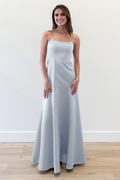 Vestido de noche Jimiss con hombros descubiertos, sin mangas, con tirantes finos, sin espalda y largo hasta el suelo