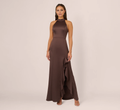 Vestido de fiesta largo estilo sirena con volantes y espalda descubierta de satén de Jimiss