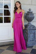 Vestido de fiesta Jimiss con cuello colgante, tirantes finos de satén y largo hasta el suelo
