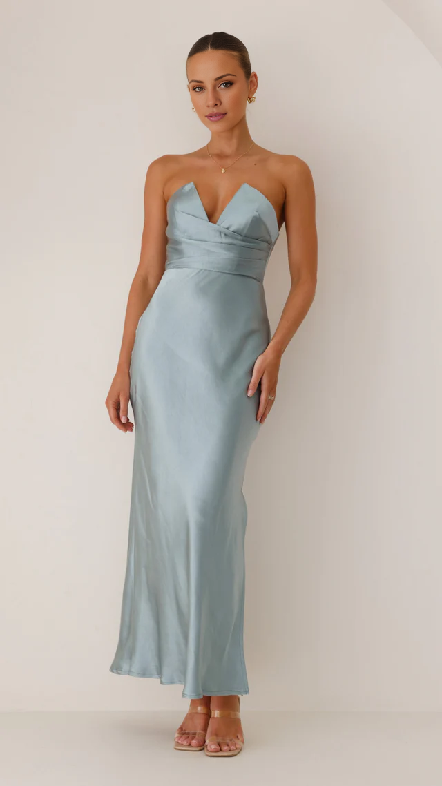 Vestido de noche Jimiss con hombros descubiertos, sin tirantes, espalda descubierta y largo hasta el suelo