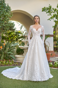 Vestido de novia largo hasta el suelo, con manga larga y corsé ajustado fantasma en forma de A