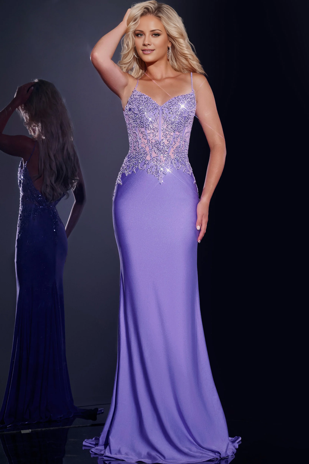 Vestido de fiesta Jimiss con exquisito bordado, ajustado, con tirantes al hombro y largo hasta el suelo