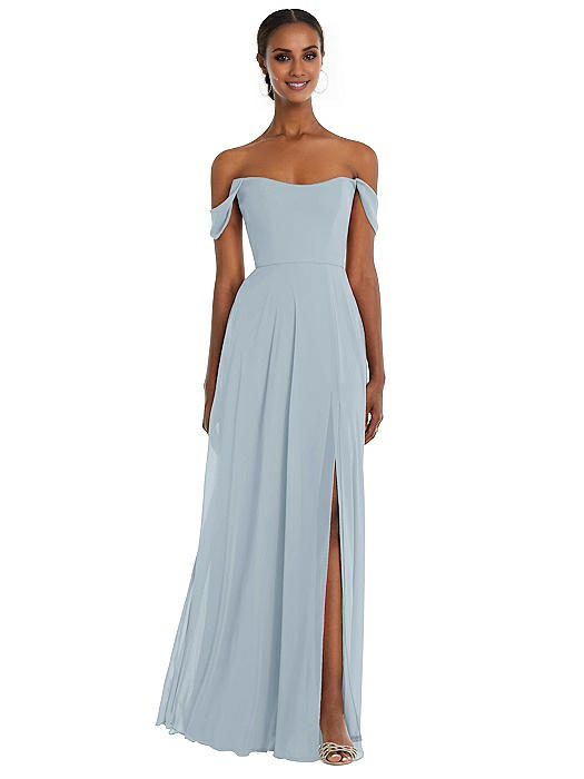 Vestido de fiesta Jimiss con hombros descubiertos, cuello sin mangas, espalda descubierta, abertura lateral y largo hasta el suelo