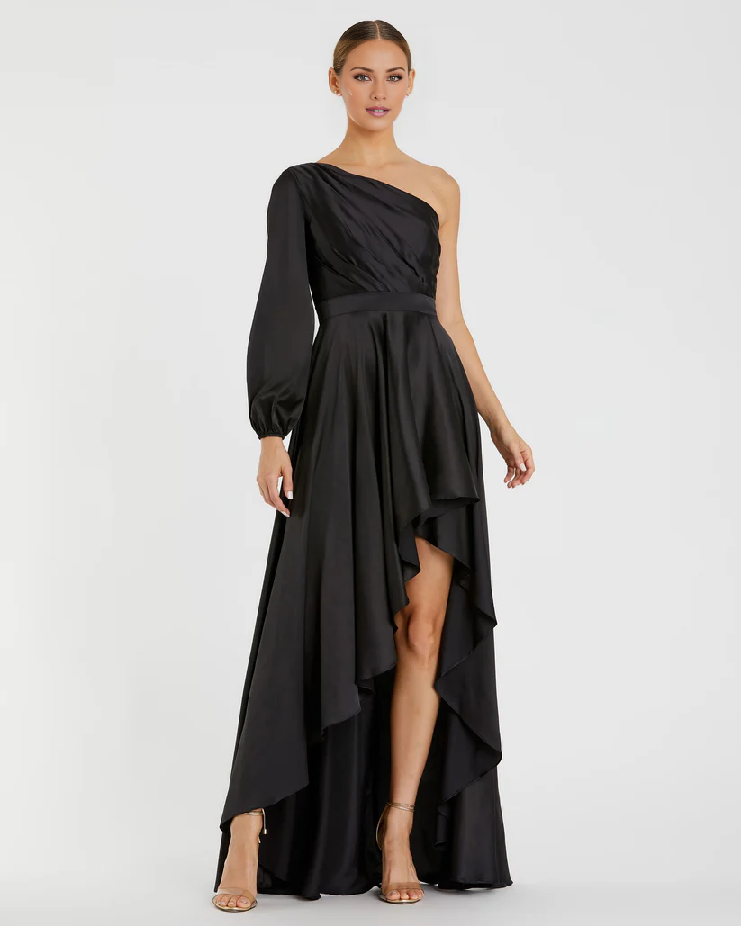 Vestido de noche asimétrico hasta el suelo con escote de un solo hombro
